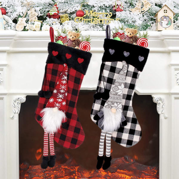 2-pack julstrumpor för familjen, barn, julgransdekoration