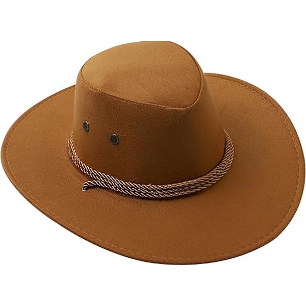 Cowboyhatt Western Solhatt Faux Filt Läder Mocka Maskerad Fest Kostym Outfit Resa Utomhus Solskydd För Herrar Dam Beef yellow