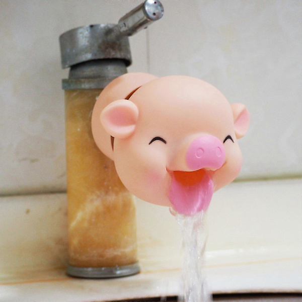 Haneforlænger til badekar, silikone tegneserie-haneforlænger til håndvask - Tilbehør til beskyttelse af børn i badeværelset pink Pig