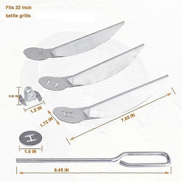 22-1/2-tums One-Touch Rengöringssystem Kit för Grilldelar, 7444 för Grill Ersättningsdelar, Lätt