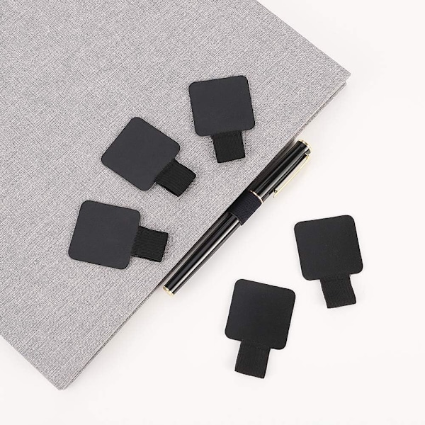 5-pak Notesbog Penholder Selvklæbende Penholder Sort Penring Pen Loop Elastisk Penholder Notesbog