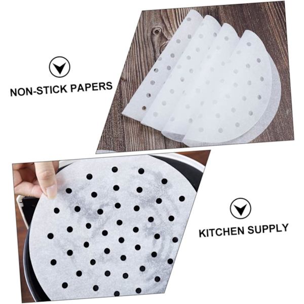 200 stk. Airfryer Papir Airfryer Bagepapir Airfryer Tilbehør Runde Dim Sum Damperpapir Bagepapir 18x18cm