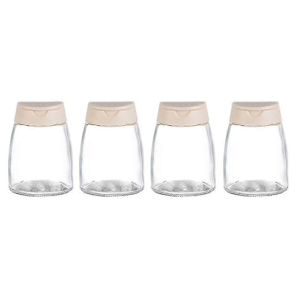 4 stk Doble Lokk Krydderstrøere Glassflasker Krydderstrøere Sikt Barbecue Krydderglass Salt And-Yvan Apricot