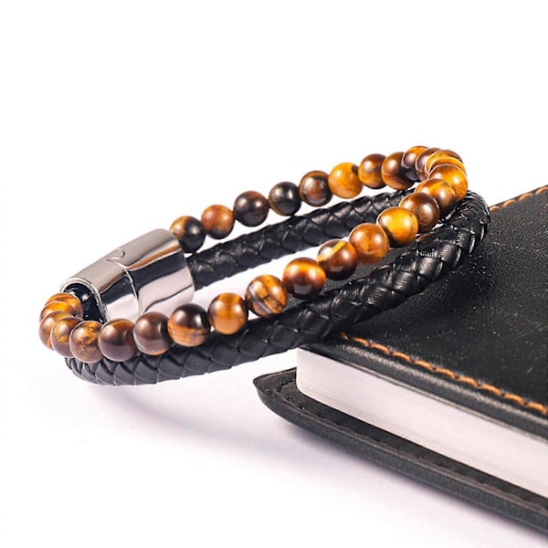 Herrar Pärl Läder Armband Natursten och Läder Armband för Män Presenter 3