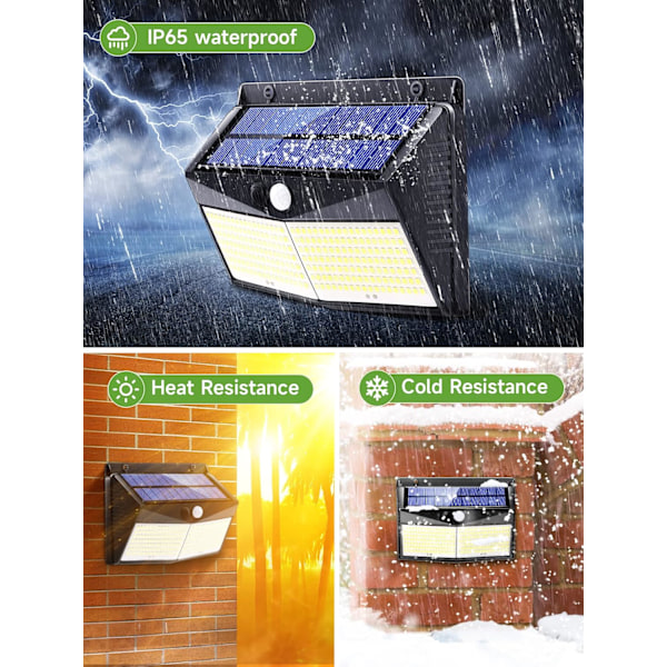 【248 LED/2000LM】4-pack solcellslampor för trädgården, superbriljanta 3-vägs solcellsdrivna LED-strålkastare för utomhusbruk.