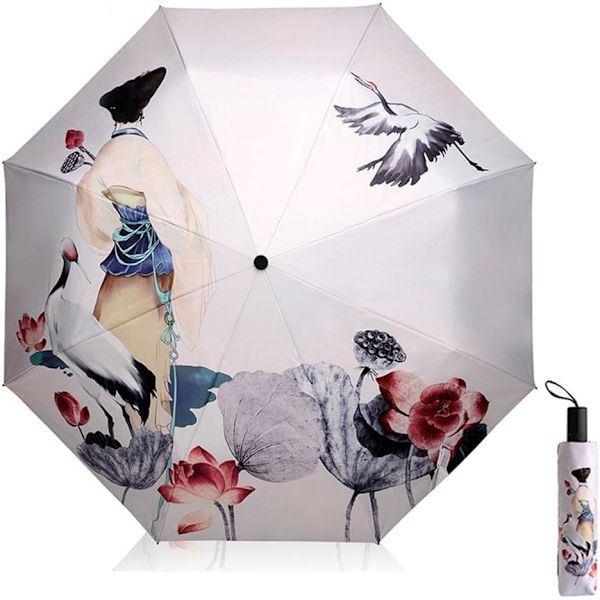 Solparaply til Kvinder UV Beskyttelse Paraply Dame Foldbar Paraplyer Lille Letvægts 210T 8 Ribber Parasol