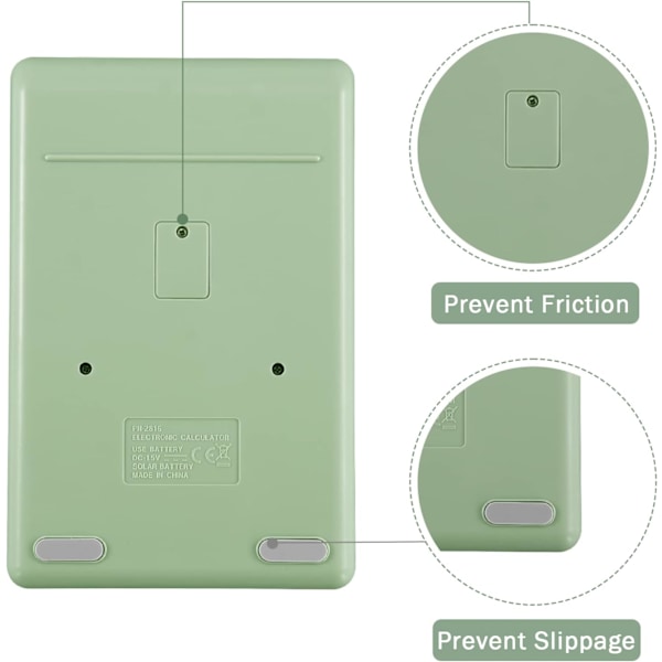 Pöytälaskin suurilla näppäimillä, 12 numeroa, suuri LCD-näyttö, aurinko- ja paristokäyttöinen toimistoon, kouluun, kotiin ja yrityskäyttöön Green