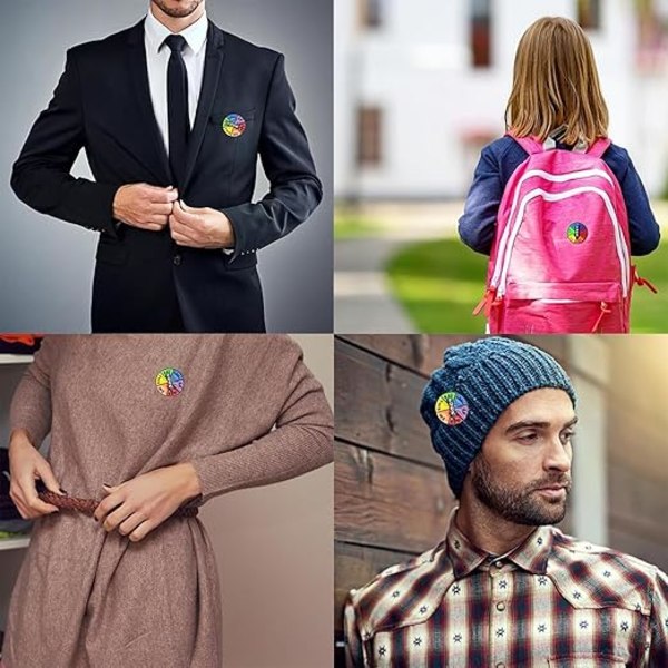 4 Färgglada Skivspelare Pin Badge Roterande Emalj Broscher Lyckohjul Badge Söt Emalj Pins Badge Rolig Emalj Badge Badge Jacka Badge Väskor Brosch