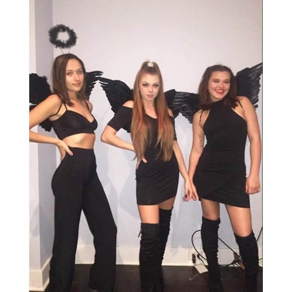Änglavingar och gloria för vuxna, vita änglavingar för barn, Halloween, jul, svart