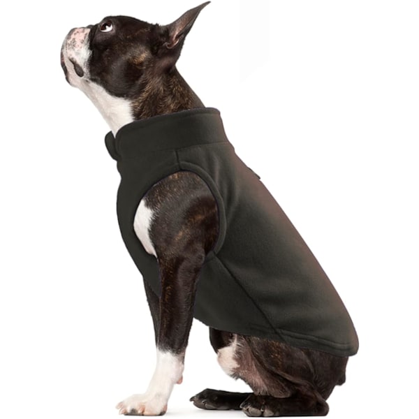 Vinterjacka för hund med varmt fleecefoder, husdjurskläder med hål för sele, varm pullover i fleece för kallt väder Coffee M