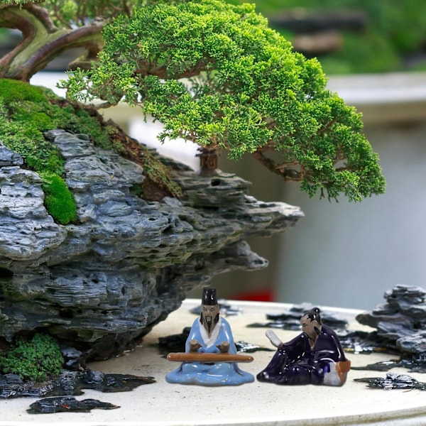 Bonsai Ornamenter Keramiske Landskapsfigurer Statuer Mini Personer Figurer Akvarium Harpiks Statue Sandhage Miniatyr DIY Statue Fisker Statue