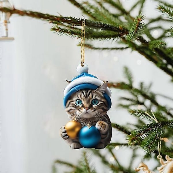 Tecknad Söt Katt 2023 Julgransprydnader Hängande Dekoration Gåva Jul Hängande Träd Personlig Hänge Festtillbehör B1