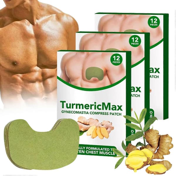 Gynækomasti Kompres Plaster - Turmericmax, Ingefær Plaster til Cellulitesmeltning 3 boxes 36 Pcs