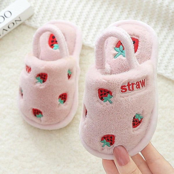 Småbørnssko Vinter Baby Sutsko Piger Jordbær Varme Bomuldssutsko Indendørs Antislip Sandaler Børn Drenge Pantufa Infantil Kostumesko Gray 26-27(inner 17cm)