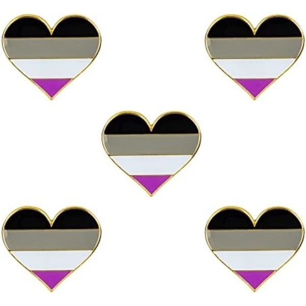 5-pack Bisexuell pride hjärtformade pins broscher flagga badge brosch Pack 5 Asexual