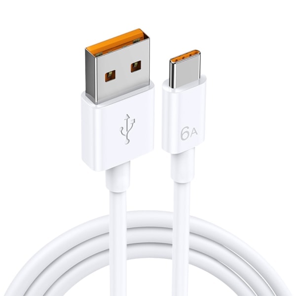 66W 6A Super rask USB-C ladekabel Hvit 1 m Hvit 1 m