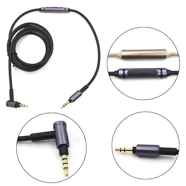 Udskiftnings Aux Audio Kabel til Sony MDR-1A MDR-1ABT MDR-1ADAC MDR-1AM2 Gold With microphone
