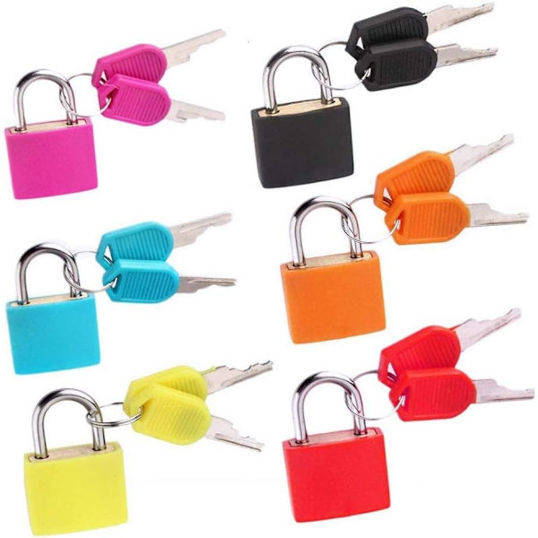Matkalukot avaimilla, pienet lukot matkatavaroiden lukot lukot avaimilla värillinen metallilukko matkoille kouluun kuntosalille (6 kpl)