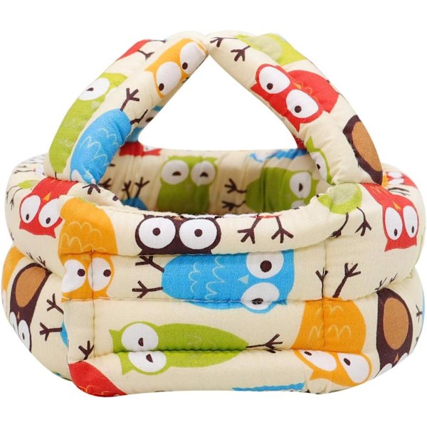 Babyhjelm Spædbarnshovedbeskytter Toddler Beskyttelseshue Bomuld Justerbar Sikkerhedshjelm til at Lære at Klatre og Gå Owl Yellow