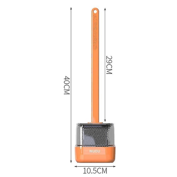 Silikoninen WC-harja ja pidike, WC-harja ja pidike WC-harja L Helppo WC:n kulmien puhdistus Orange