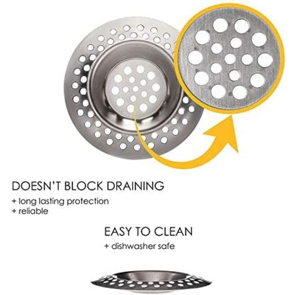 2-pack rostfritt stål diskhossil, badrum/kök standard sil dräneringsskydd, badkar/dusch hårfångst 3 tum 7,0 cm 7.0cm-70孔