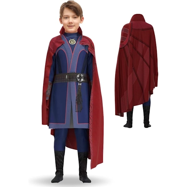 2022 Lasten Tohtori Supersankari Outo Asu Deluxe Haalari Punainen Kaulus Viitta Asu Halloween Cosplay Pukujuhliin Hienoon Pukeutumiseen (M 140CM)