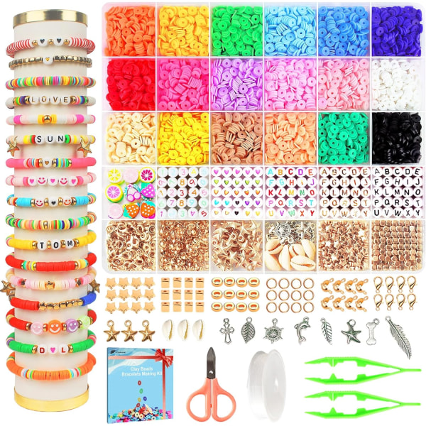 5300 pcs Clay Beads Bracelet Making Kit, Friendship Bracelet Kits Flat Beads for Jewelry Making, Polymer Heishi Beads Set