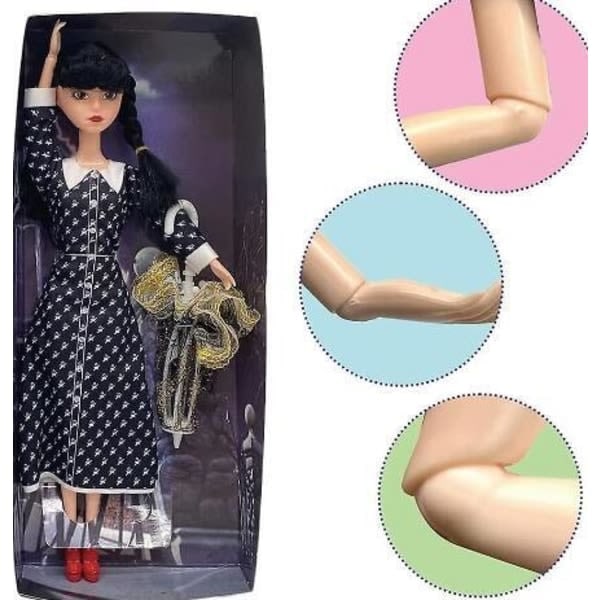 Pehmeä Wednesday Addams -nukke lapsille Long Sleeve Polka Dot