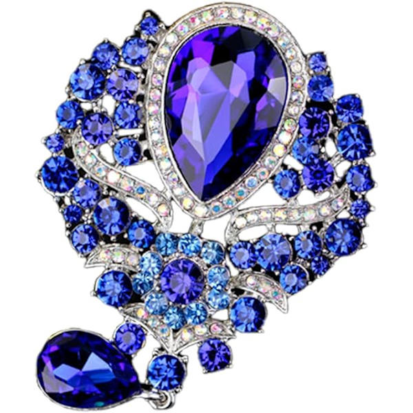 Broscher Emalj Brosch för Män Kvinnor Retro Strass Slipstift Kläder Hatt Dekoration Royal Blue