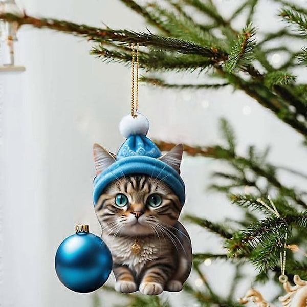 Tecknad Söt Katt 2023 Julgransprydnader Hängande Dekoration Gåva Jul Hängande Träd Personlig Hänge Festtillbehör A2