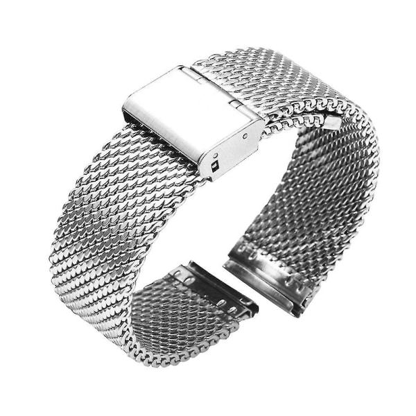 18mm 20mm 22mm 24mm Universal Milanese Klokkearmbånd Hurtigutløsning Klokkebånd Mesh Rustfritt Stål Rem Håndleddsbelte Armbånd Svart A Silver 22mm