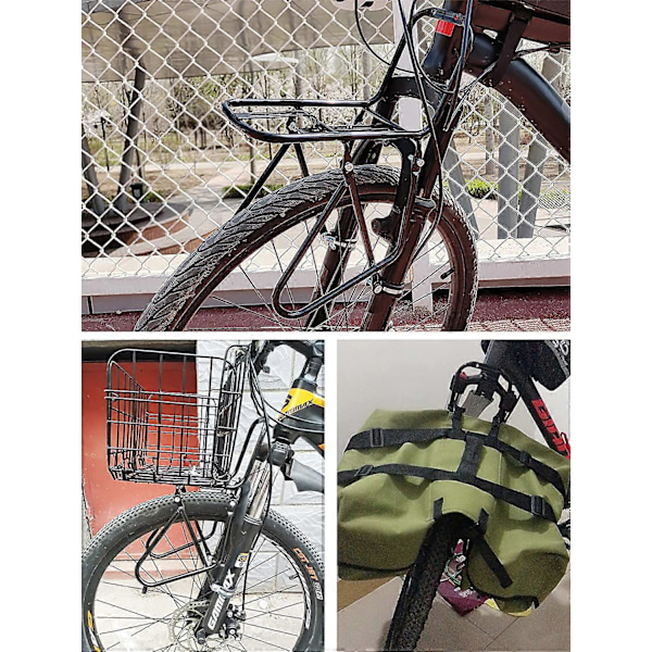 Cykelforgaffel-bagagebærer 15KG belastning cykelstativ Bremseramme Bagagehylde Kan bære taske/cykelkurv/telt/sovepose