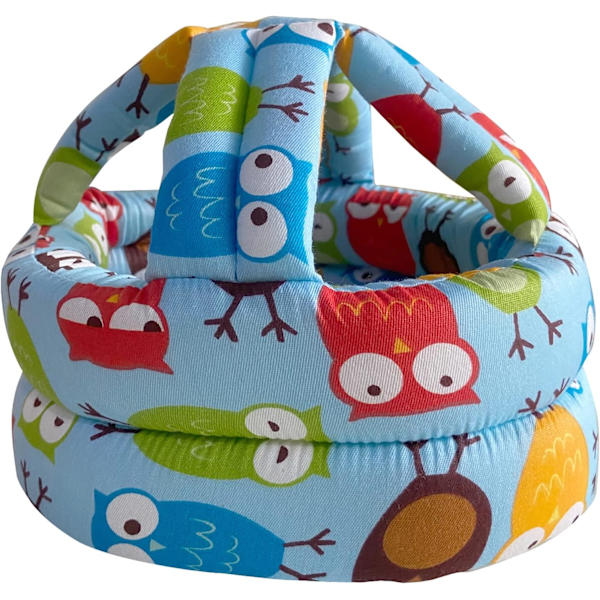 Babyhjelm Spædbarnshovedbeskytter Toddler Beskyttelseshue Bomuld Justerbar Sikkerhedshjelm til at Lære at Klatre og Gå Owl Blue