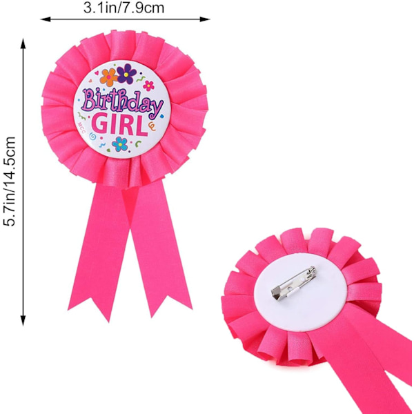 Fødselsdag Roset Badge Baby Fødselsdag Pris Ribbon Badge Fødselsdag Dekorationer til Børnefest Dekoration Forbrugsvarer Pink Rosette