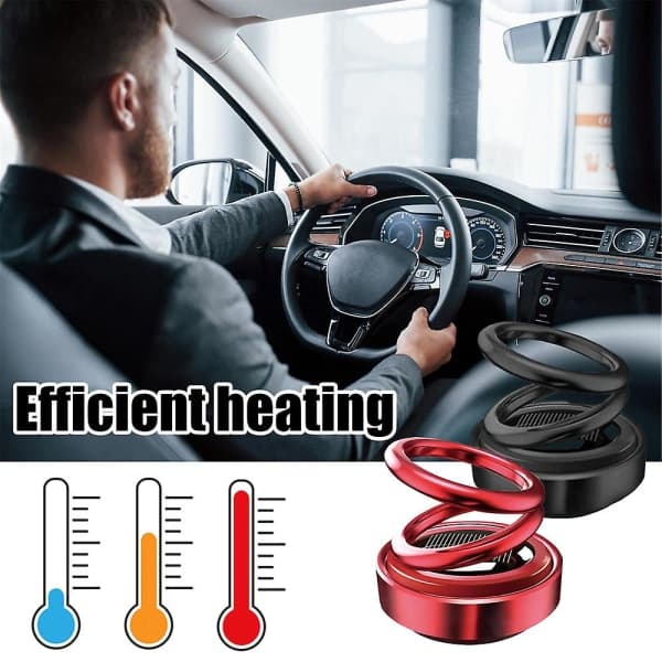 Bærbar kinetisk mini-varmeblæser - Automatisk roterende - Mini solcelle dobbeltring 1PCS black