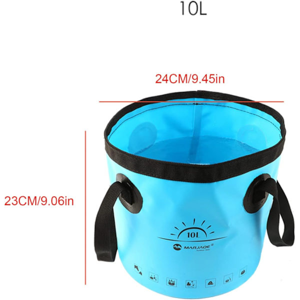 Hopfällbar Hink med Handtag | 10L/20L Lätt Vikt Bil Tvätthink | Flerfunktions Vikbar Blue 10L