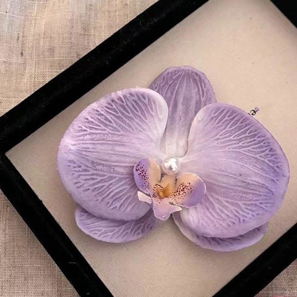 Pärlor Orchid Blommor Hårclips Mode Söt Fjäril Orchid Ankdunk Koreansk Strand Hårsnodd Klämma Huvudbonad Kvinnor Stil