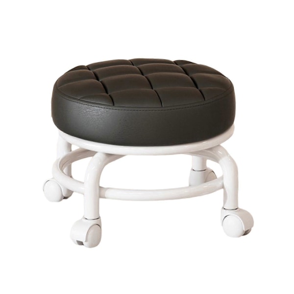 360° Roterande Rullpall Hushållspall Flyttbar Pall Lågt Buller Remhjul Låg Pall Universella Svängbara Hjul För Kök Hem Black 30cmx28cmx6cm