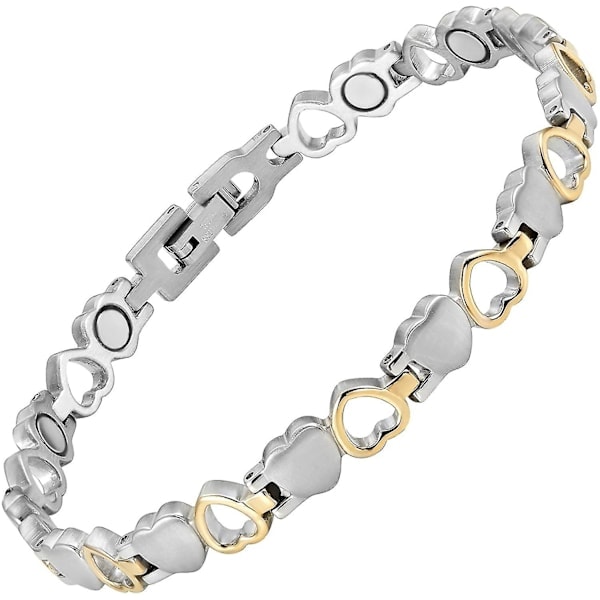 Titanium Magnetarmband Hjärta Ihålig Design Länk Stilfullt Magnetarmband För Kvinnor