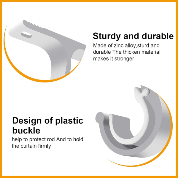 Set med 2 gardinstångsfästen (vit), ø 25-28 mm robust aluminium
