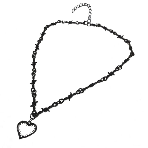 Gotisk Hjerte Halskæde Hjerte Choker Clavicle Kæde Goth Smykker Halloween Jul Valentinsdag Gave Til Kvinder Mænd Par Sølv