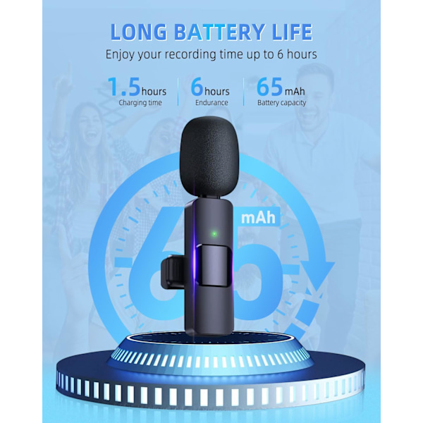 Trådløse Mikrofoner, Trådløs Lavalier Mikrofon, Plug-and-Play Bluetooth Mikrofon, Støjreduktion Automatisk Synkronisering til Optagelse, Live Streaming, TikTok