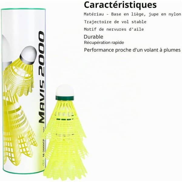 Mavis 2000 Nylon Badmintonbollar - Förpackning med 6 - Gul/Grön - Hållbara - För Träning och Matcher