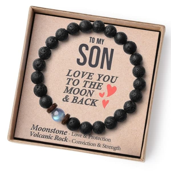 Perlearmbånd Vulkansteinarmbånd TIL MIN MANN TIL MIN MANN Til Min Sønn