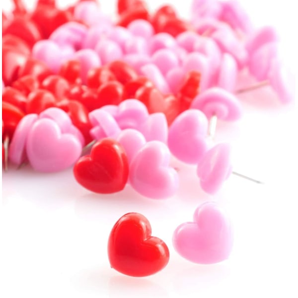 100 stk Hjerte Push Pins, Søte Push Pins Dekorative Rosa Pins Tegne Pins for Bilder Vegg, Kart, Oppslagstavle, Korktavler