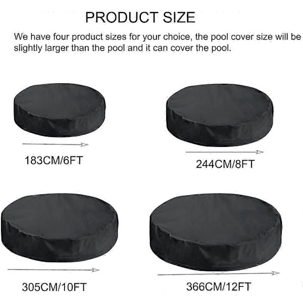 TCGG Poolskydd, 244 cm runt poolskydd, ovanjordisk pool vintertäckning, hopfällbart vattentätt och dammtätt poolskydd