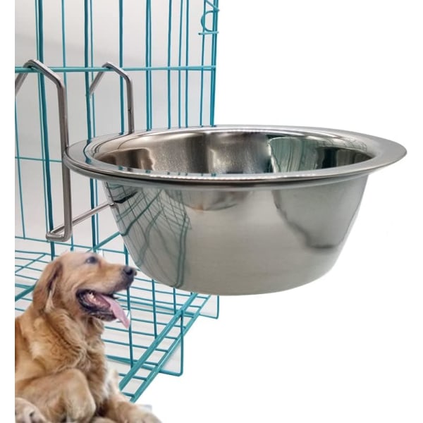 Pet Cage Bowl, Stainless Steel Hanging Dog Bowl Hanging, Feeder