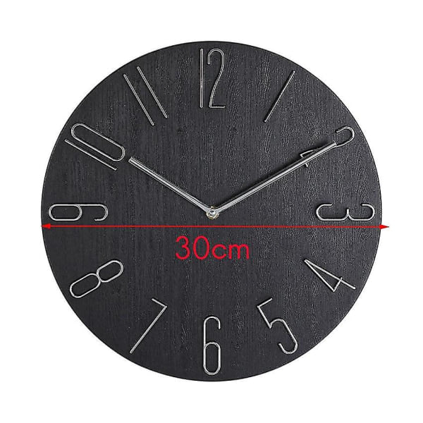 Enkel Väggklocka 30 cm Vardagsrum Hem Väggklocka Mode Sovrum Väggklocka - Svart