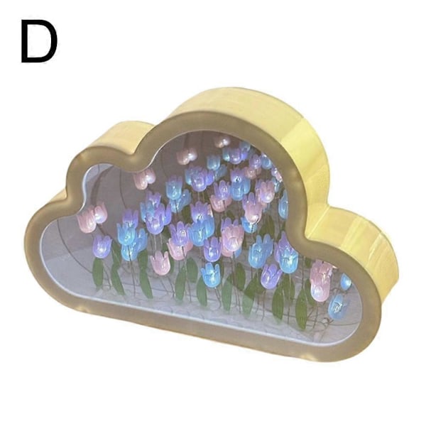Håndlavet DIY Tulipan Blomsterhav Nat Atmosfære Skyer Lampe LED Natlys Mixed color