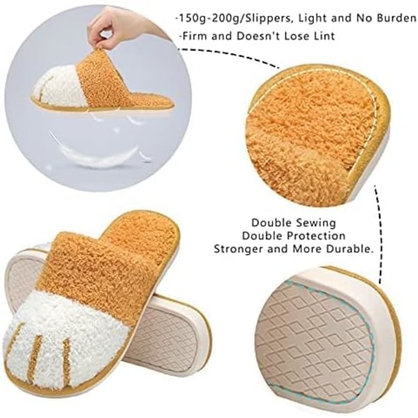 Søde dyre hjemmesko til kvinder, varme vinter hjemmesko med memory foam, sko til piger, kreative gaver (5/6 UK) Yellow